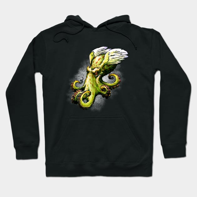 Green Octopus on the wings Hoodie by 42brushes